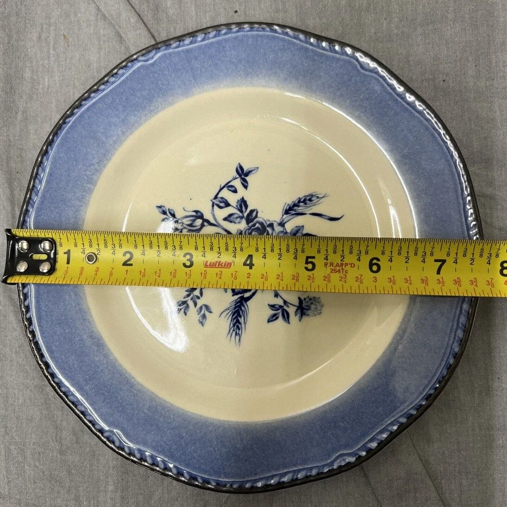Woods & Sons vintage blue White Colonial Rose Flower pattern 7.75
